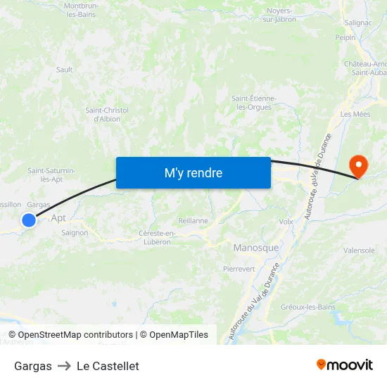 Gargas to Le Castellet map