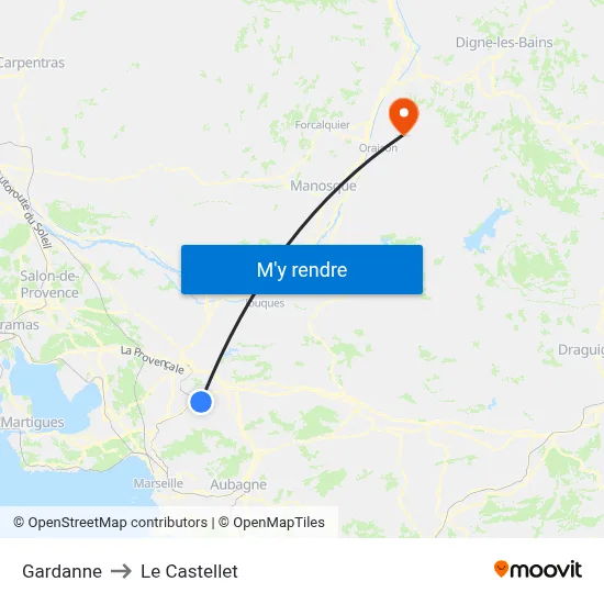 Gardanne to Le Castellet map