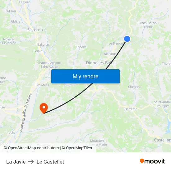 La Javie to Le Castellet map
