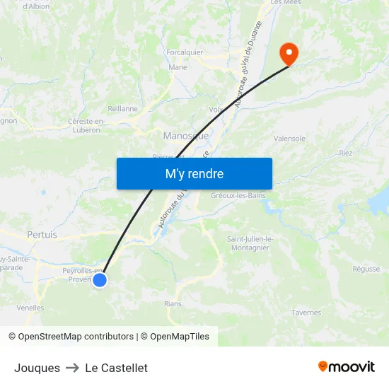 Jouques to Le Castellet map