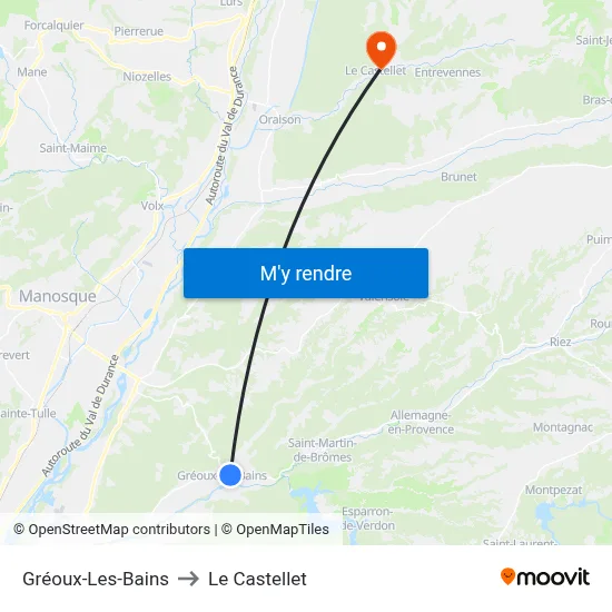 Gréoux-Les-Bains to Le Castellet map