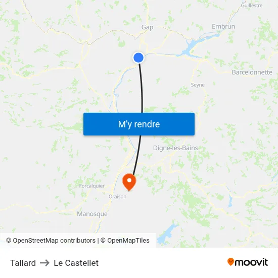 Tallard to Le Castellet map