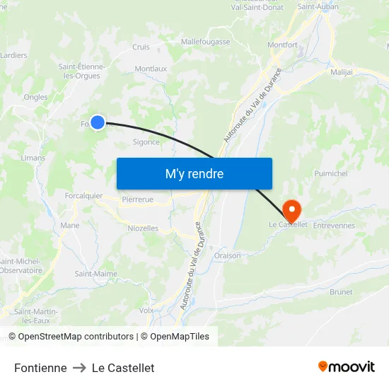 Fontienne to Le Castellet map