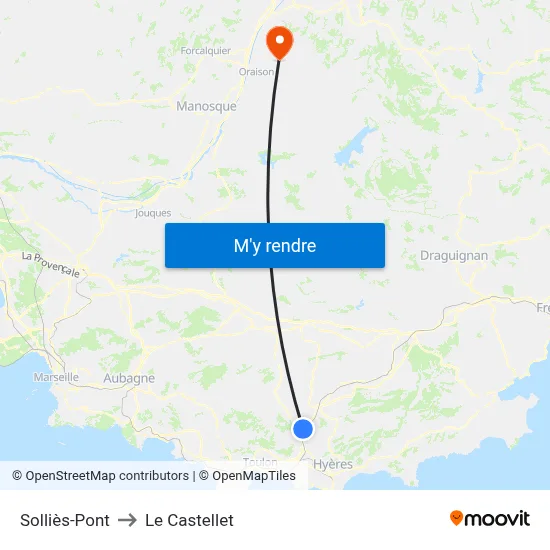 Solliès-Pont to Le Castellet map