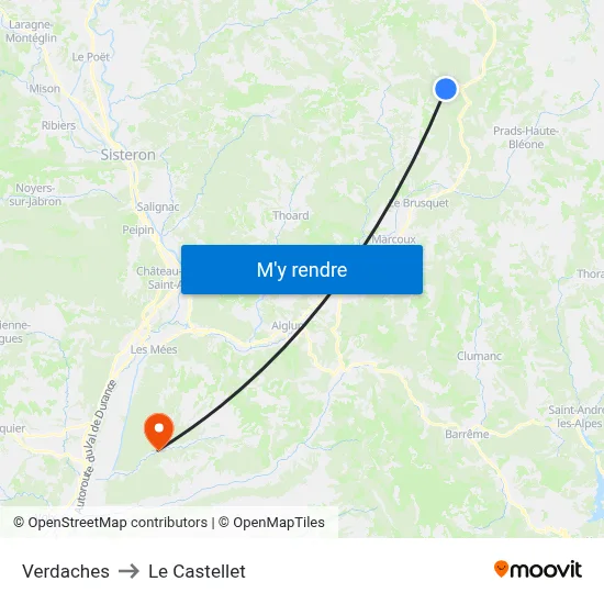 Verdaches to Le Castellet map