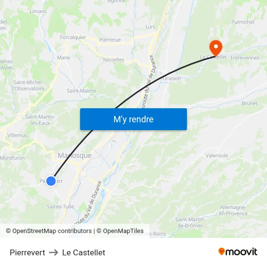 Pierrevert to Le Castellet map