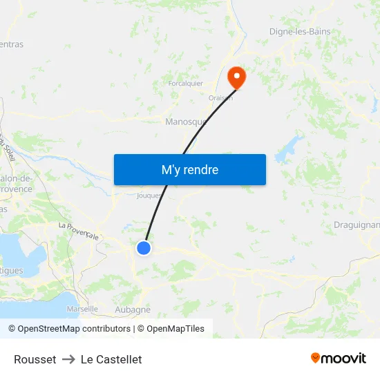Rousset to Le Castellet map