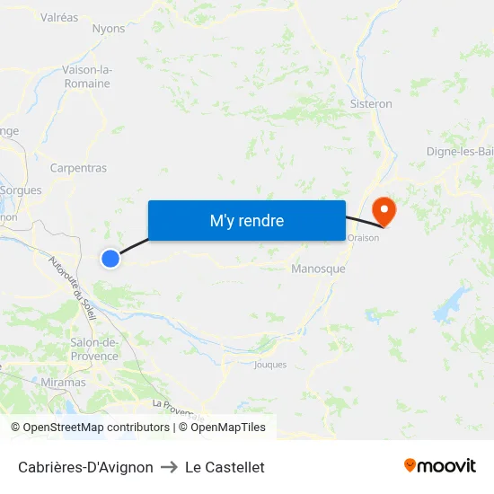 Cabrières-D'Avignon to Le Castellet map