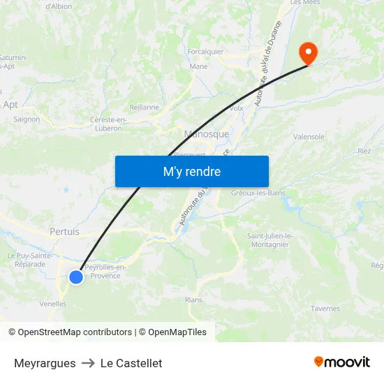 Meyrargues to Le Castellet map