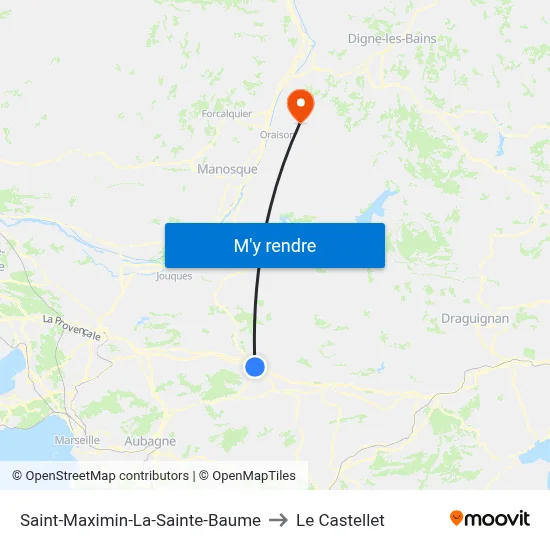 Saint-Maximin-La-Sainte-Baume to Le Castellet map