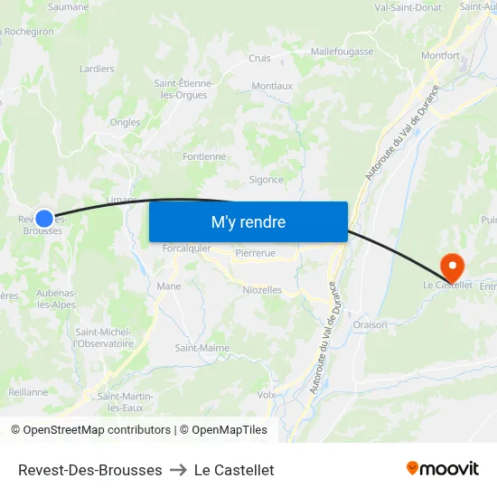 Revest-Des-Brousses to Le Castellet map