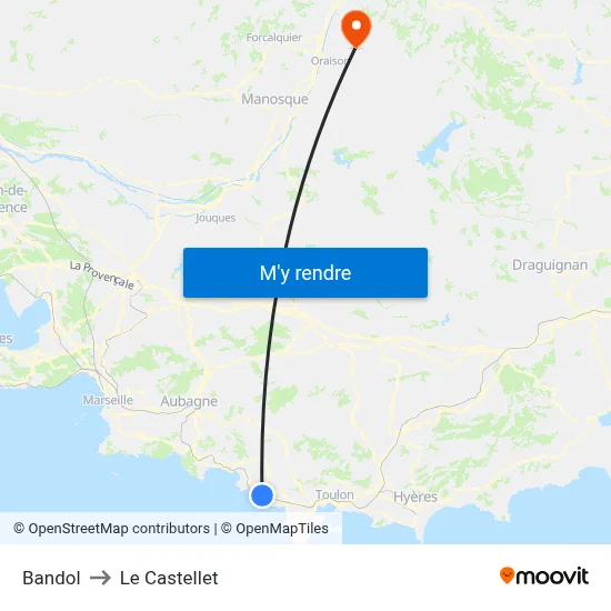Bandol to Le Castellet map