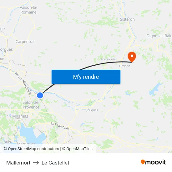 Mallemort to Le Castellet map