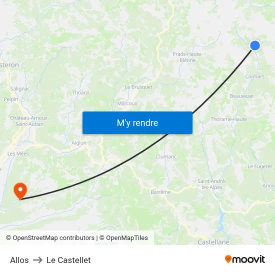 Allos to Le Castellet map