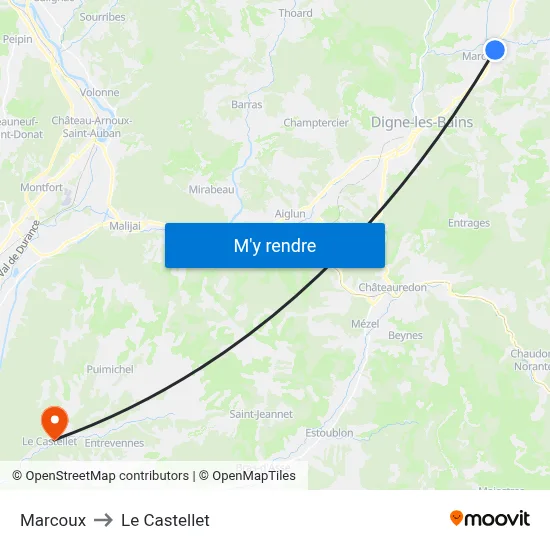 Marcoux to Le Castellet map