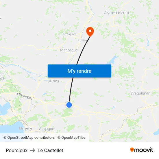 Pourcieux to Le Castellet map