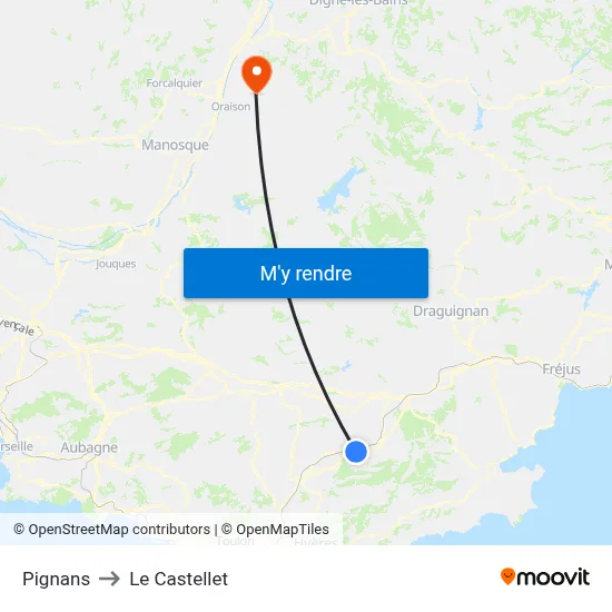 Pignans to Le Castellet map