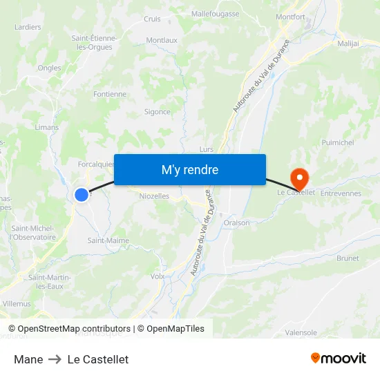 Mane to Le Castellet map