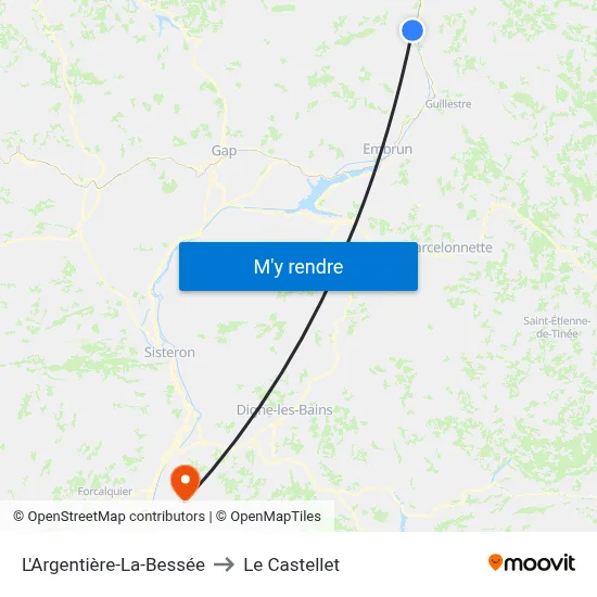 L'Argentière-La-Bessée to Le Castellet map