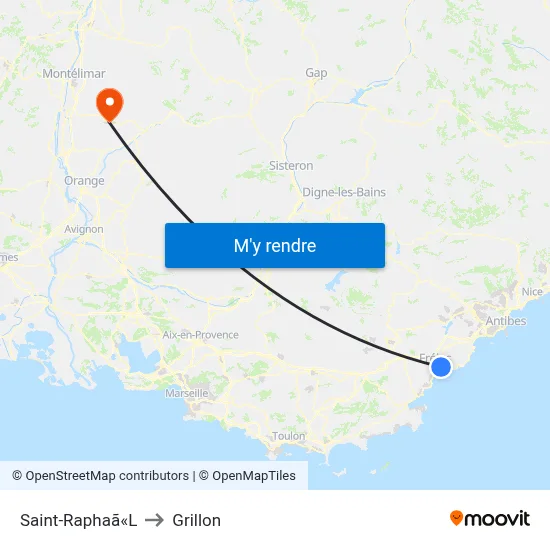 Saint-Raphaã«L to Grillon map