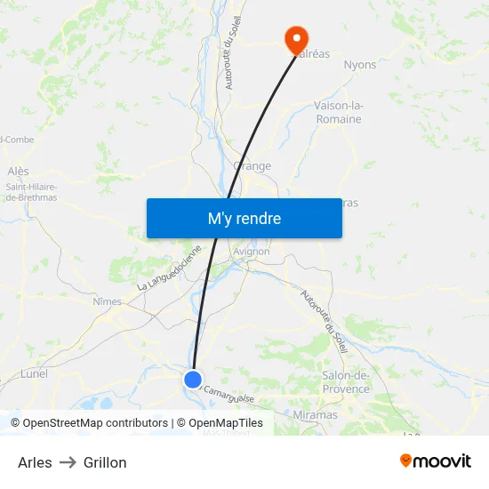 Arles to Grillon map