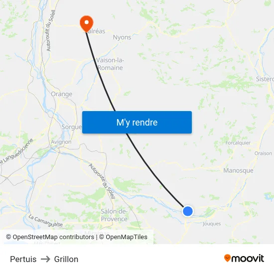 Pertuis to Grillon map