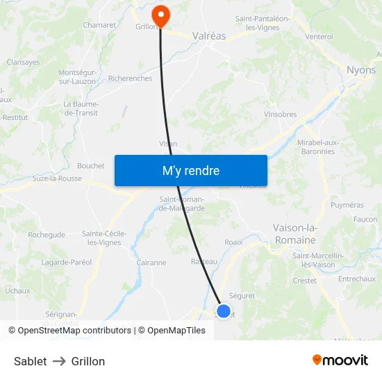 Sablet to Grillon map