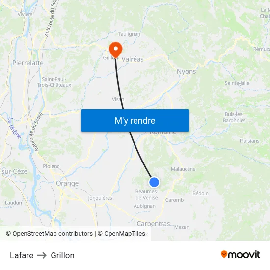 Lafare to Grillon map