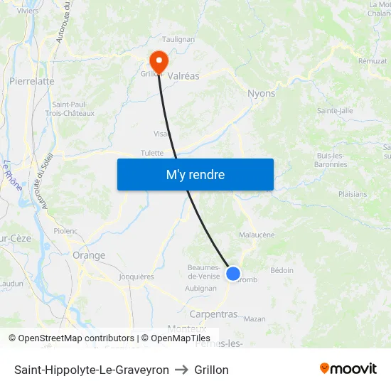 Saint-Hippolyte-Le-Graveyron to Grillon map
