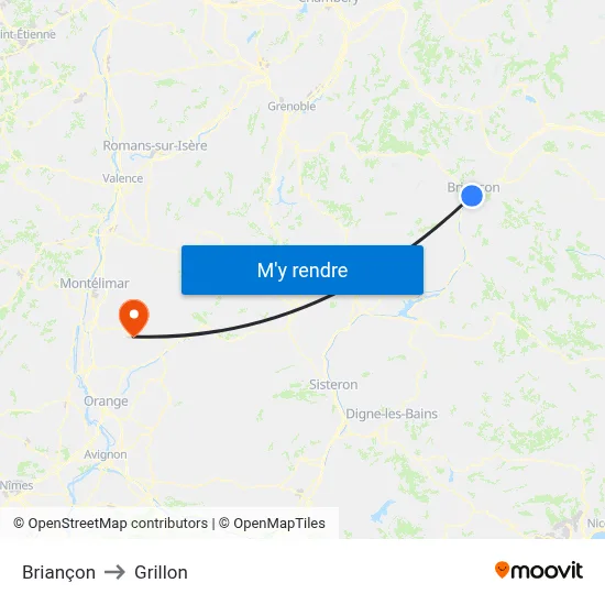 Briançon to Grillon map