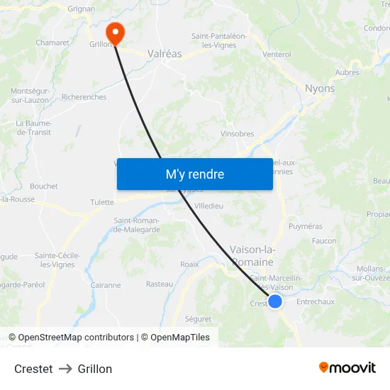 Crestet to Grillon map