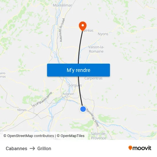 Cabannes to Grillon map