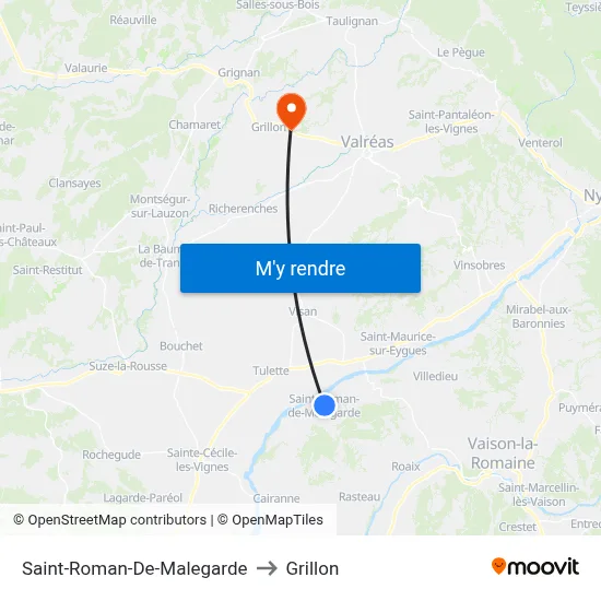 Saint-Roman-De-Malegarde to Grillon map