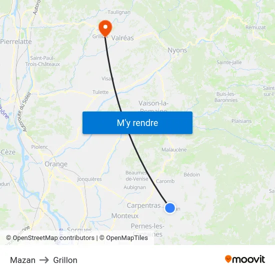 Mazan to Grillon map