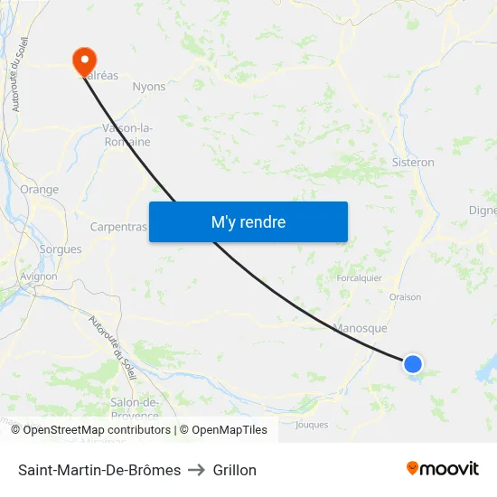 Saint-Martin-De-Brômes to Grillon map
