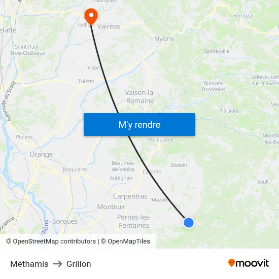Méthamis to Grillon map