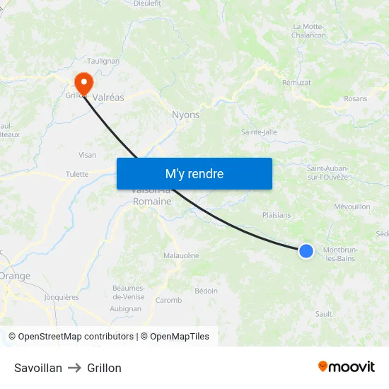 Savoillan to Grillon map