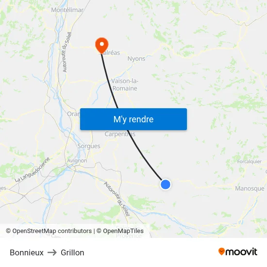 Bonnieux to Grillon map