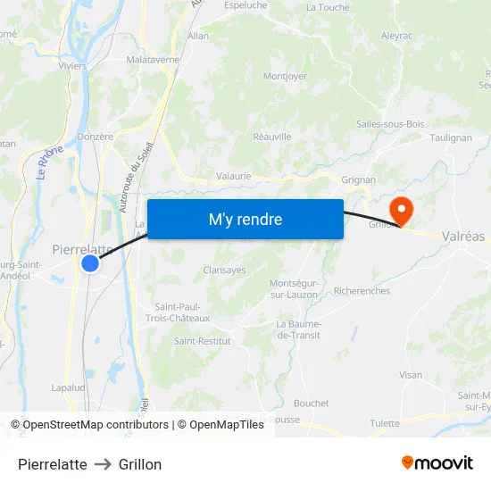 Pierrelatte to Grillon map