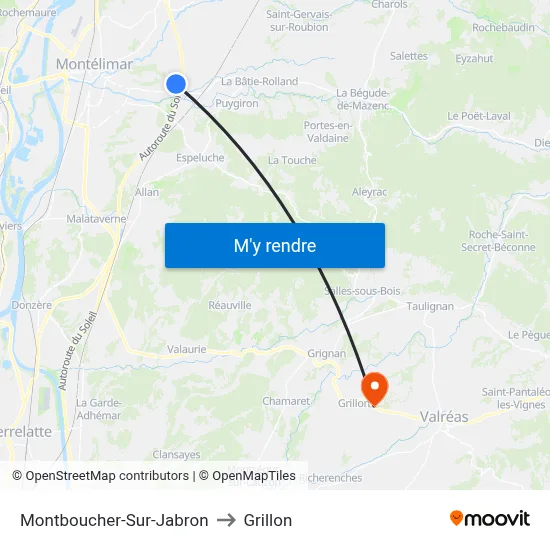 Montboucher-Sur-Jabron to Grillon map