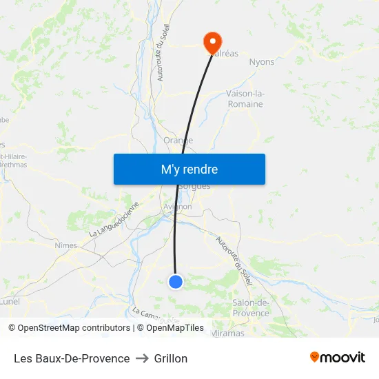 Les Baux-De-Provence to Grillon map