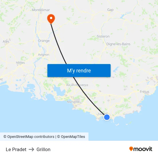 Le Pradet to Grillon map