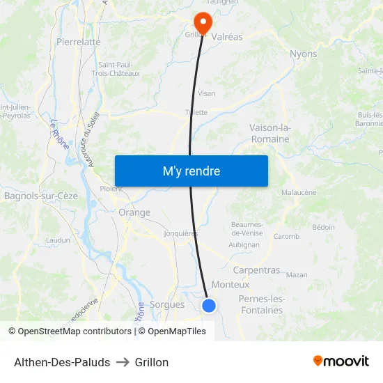 Althen-Des-Paluds to Grillon map