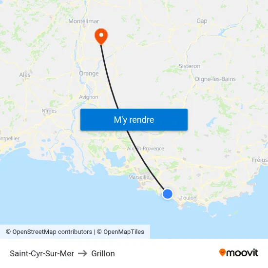 Saint-Cyr-Sur-Mer to Grillon map