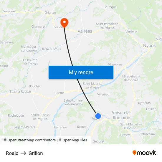 Roaix to Grillon map