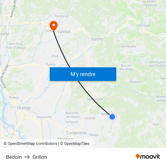 Bédoin to Grillon map