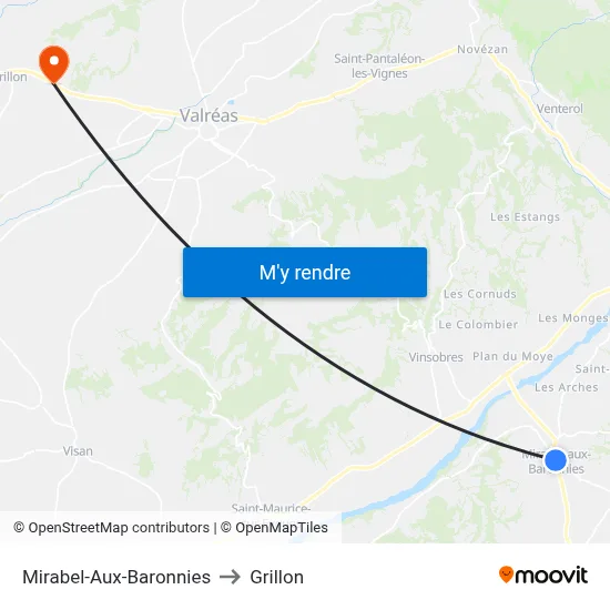 Mirabel-Aux-Baronnies to Grillon map