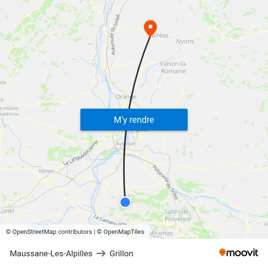 Maussane-Les-Alpilles to Grillon map
