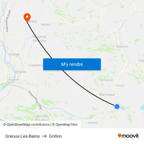 Gréoux-Les-Bains to Grillon map