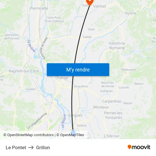 Le Pontet to Grillon map